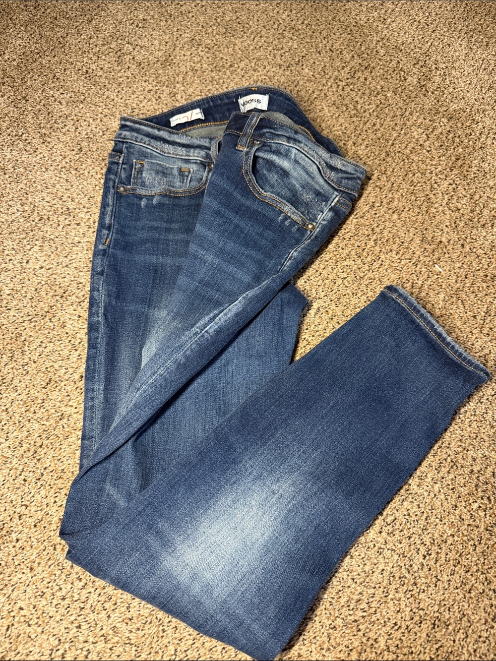Vigoss Women's Dark Blue Skinny Jeans with Faded Wash
